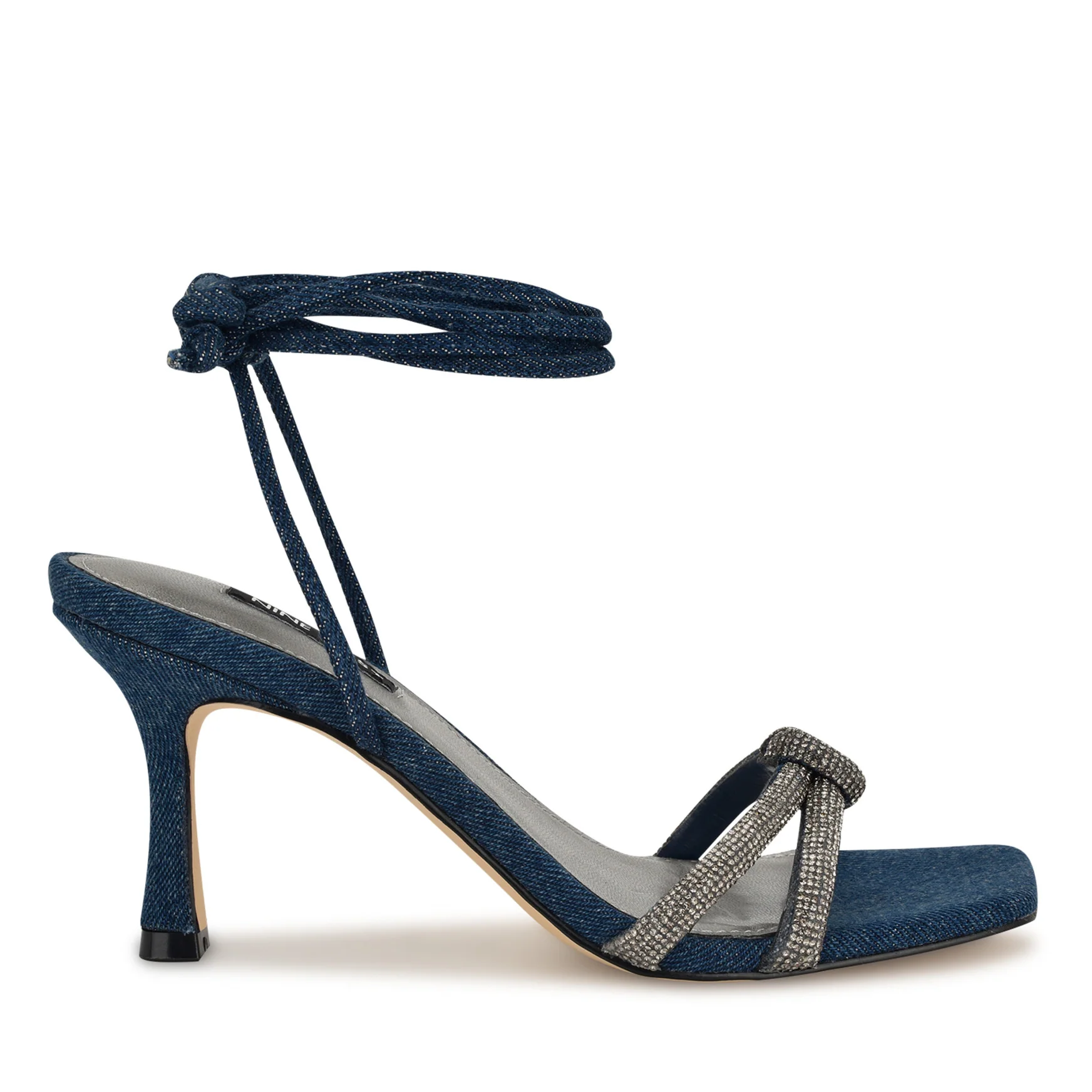 Raqchel Rhinestone Bow Ankle Wrap Sandals
