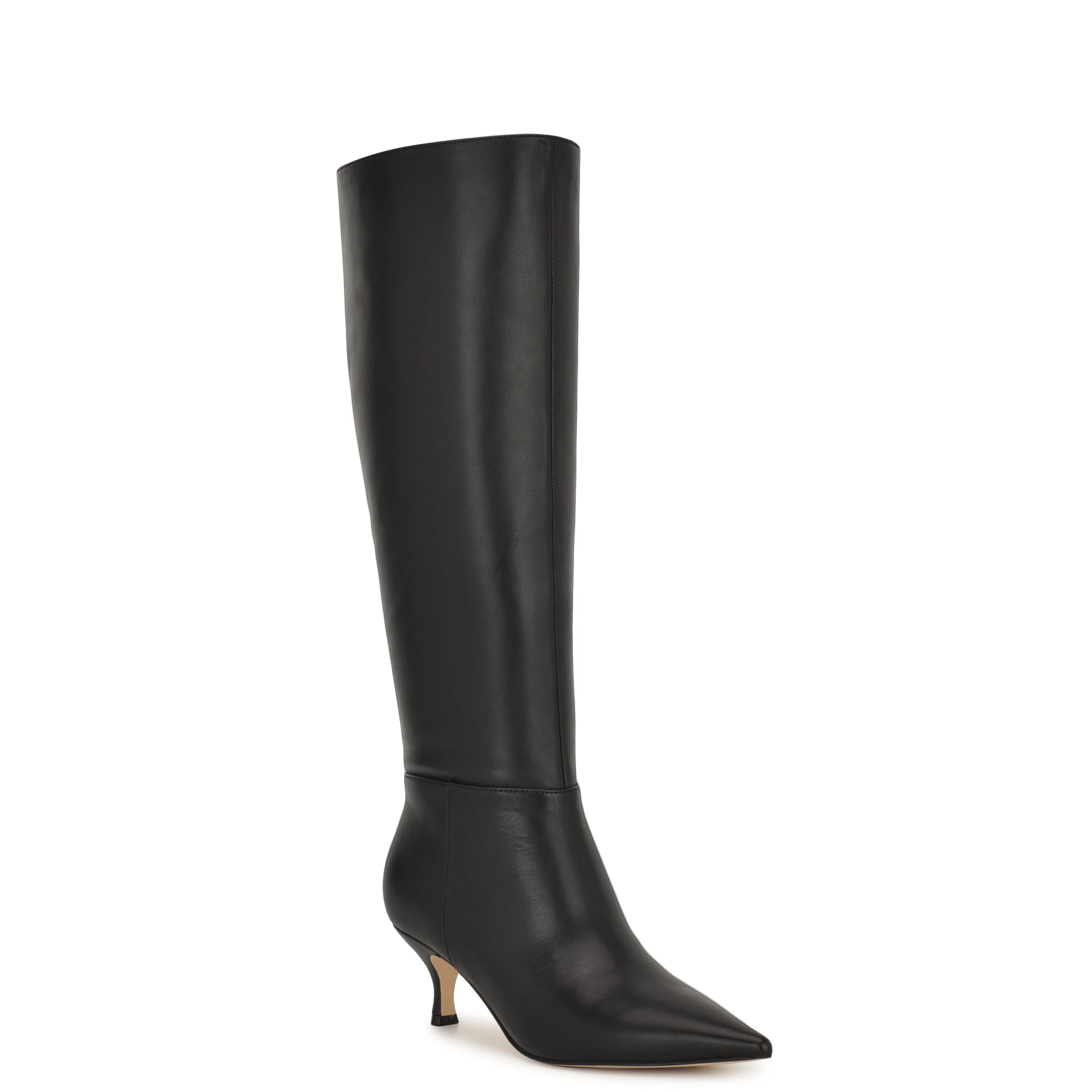 Somas Kitten Heel Knee High Leather Boots - Image 2
